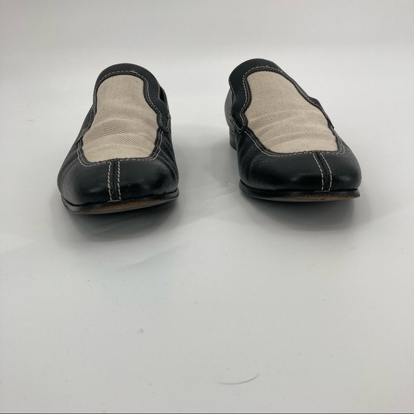 Gucci Men’s Black Leather / White Linen Loafer - Size 8D main image 4